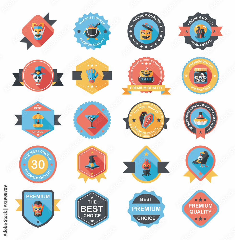 Halloween badge banner design flat background set, eps10 Halloween badge banner design flat background set, eps10