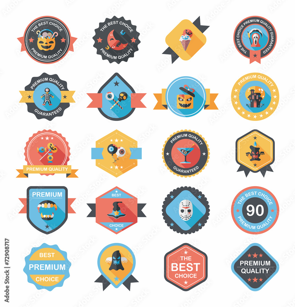 Halloween badge banner design flat background set, eps10 Halloween badge banner design flat background set, eps10