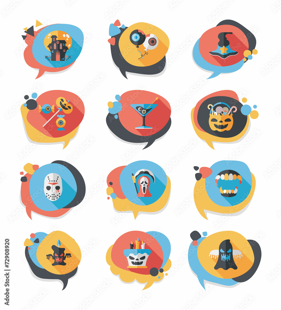 Halloween bubble speech banner design flat background set, eps10 Halloween bubble speech banner design flat background set, eps10