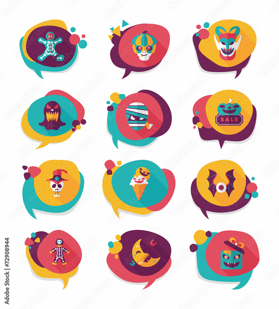 Halloween bubble speech banner design flat background set, eps10 Halloween bubble speech banner design flat background set, eps10