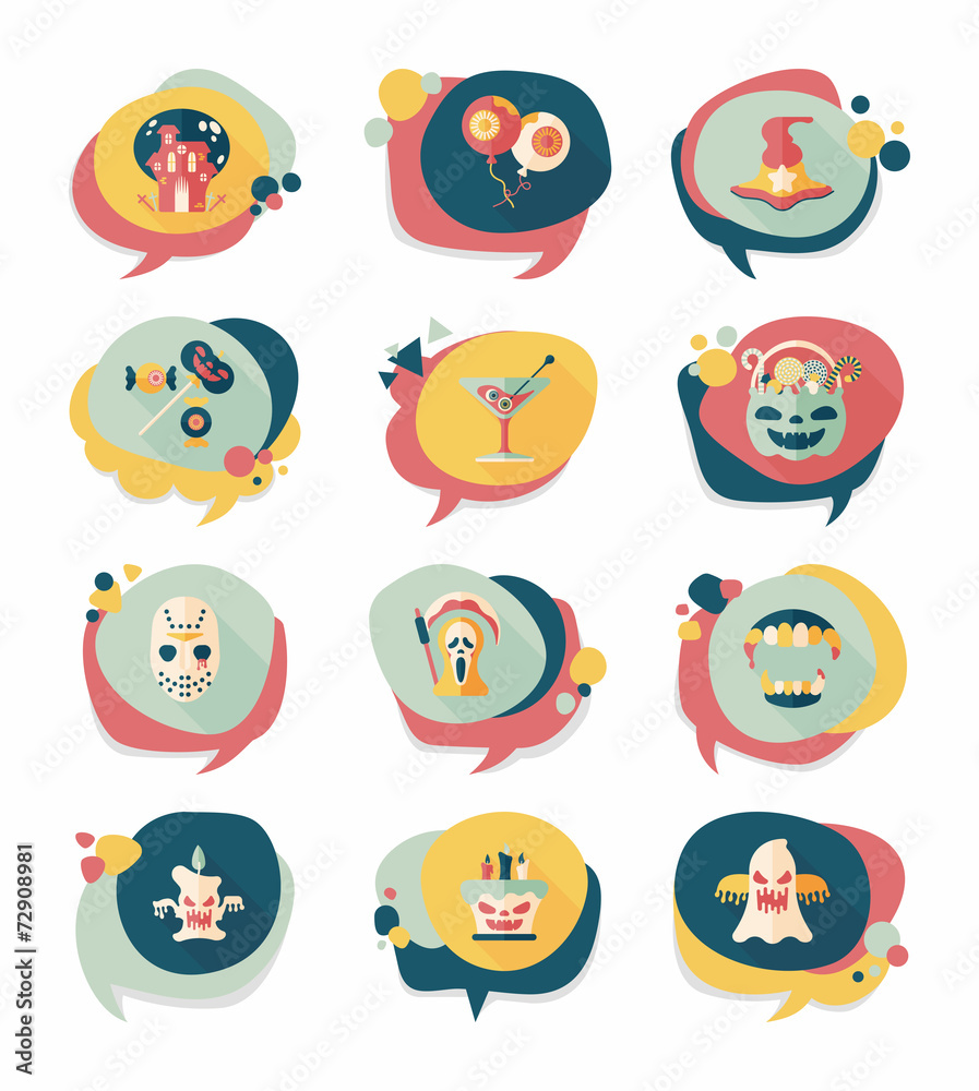 Halloween bubble speech banner design flat background set, eps10 Halloween bubble speech banner design flat background set, eps10