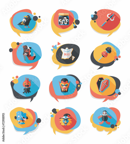 Halloween bubble speech banner design flat background set, eps10