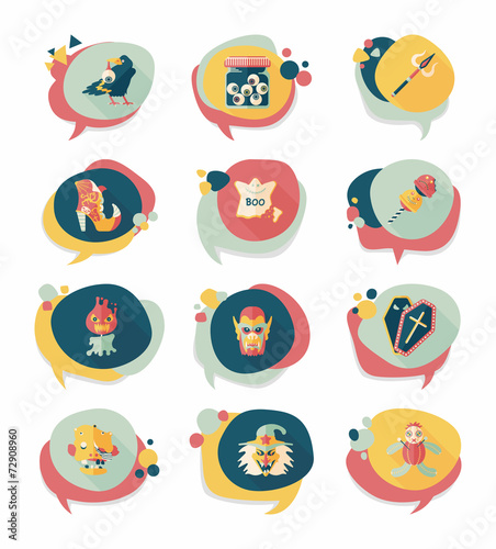 Halloween bubble speech banner design flat background set, eps10