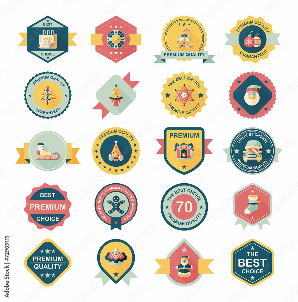 Christmas badge banner design flat background set, eps10 Christmas badge banner design flat background set, eps10
