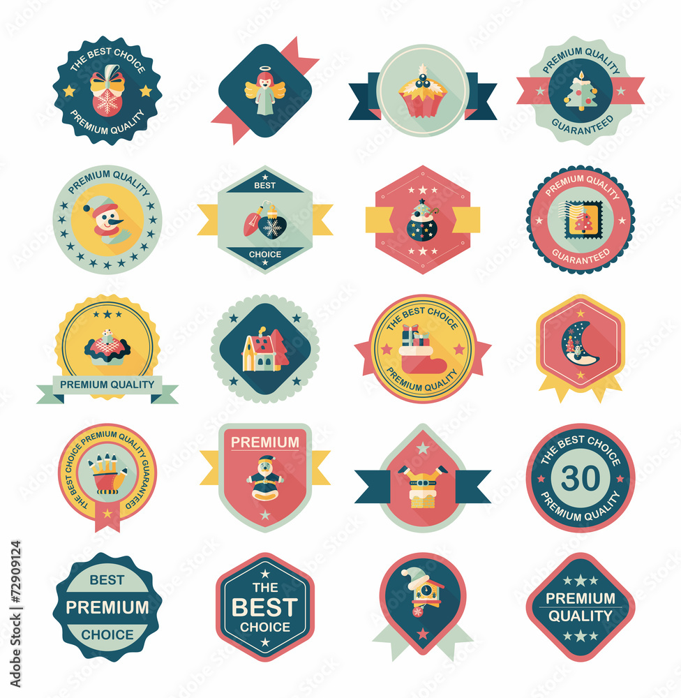 Christmas badge banner design flat background set, eps10 Christmas badge banner design flat background set, eps10
