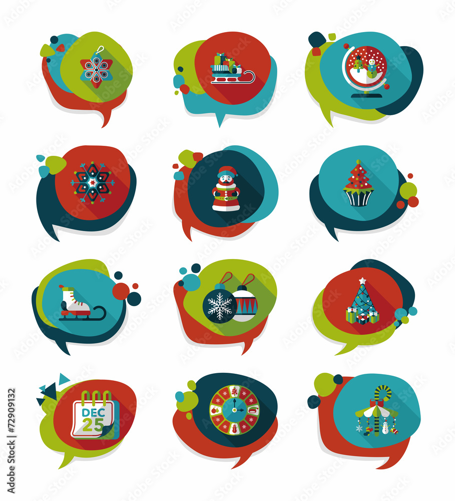 Christmas bubble speech banner design flat background set, eps10 Christmas bubble speech banner design flat background set, eps10