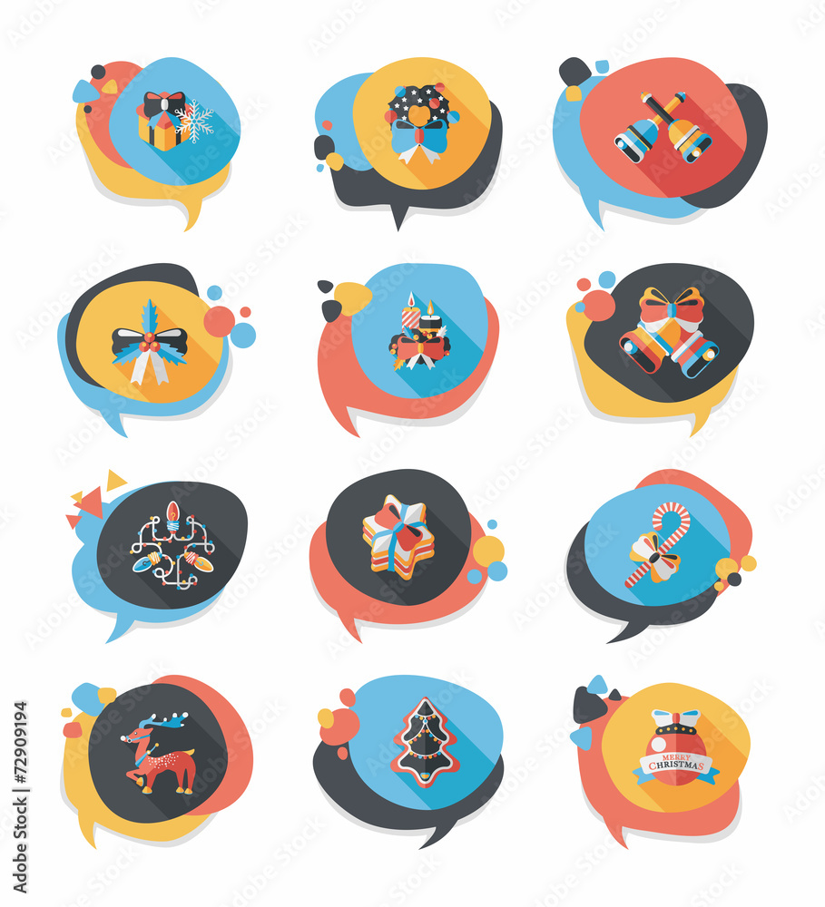 Christmas bubble speech banner design flat background set, eps10 Christmas bubble speech banner design flat background set, eps10
