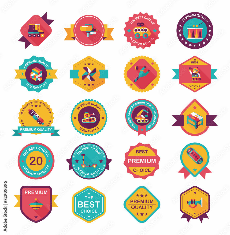Toy badge banner design flat background set, eps10 Toy badge banner design flat background set, eps10