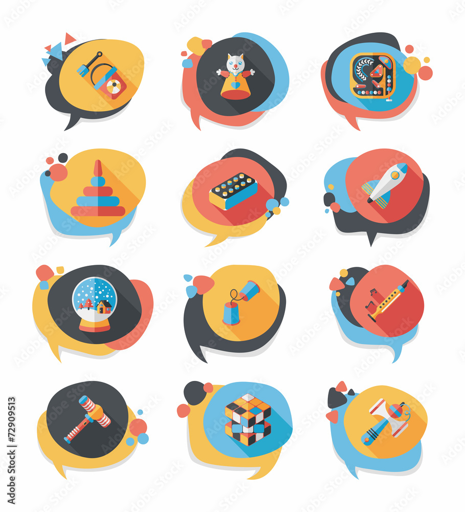 Toy speech bubble banner design flat background set, eps10 Toy speech bubble banner design flat background set, eps10