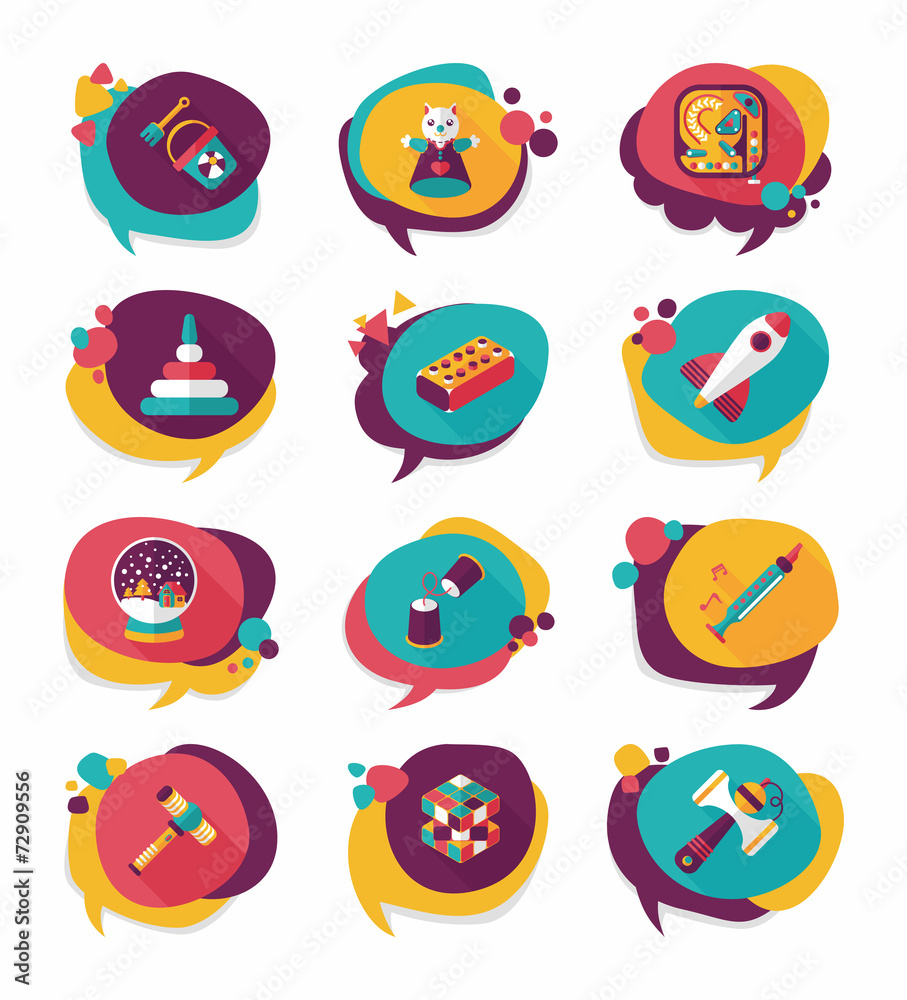 Toy speech bubble banner design flat background set, eps10
