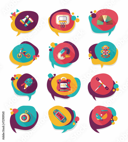 Toy speech bubble banner design flat background set, eps10