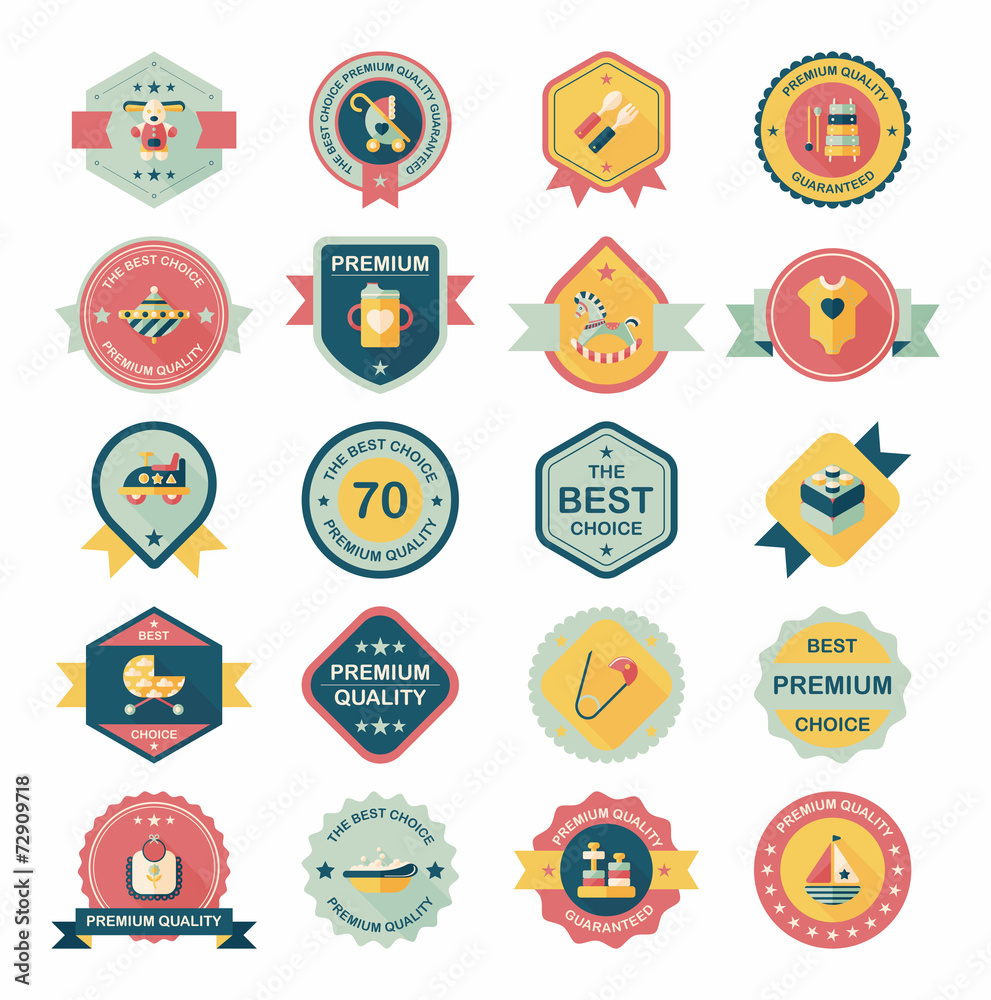 Baby badge banner design flat background set, eps10 Baby badge banner design flat background set, eps10