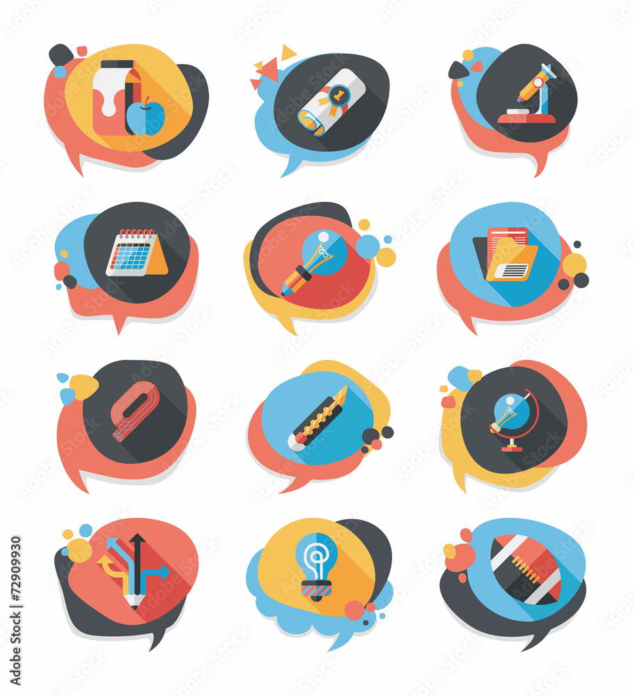 School bubble speech banner design flat background set, eps10 School bubble speech banner design flat background set, eps10