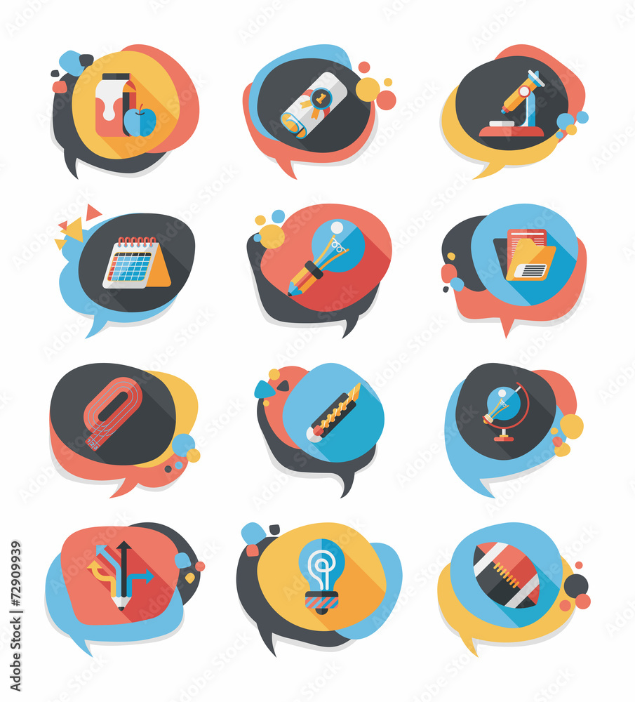School bubble speech banner design flat background set, eps10 School bubble speech banner design flat background set, eps10