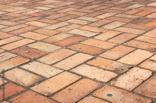 Background of orange brick floor