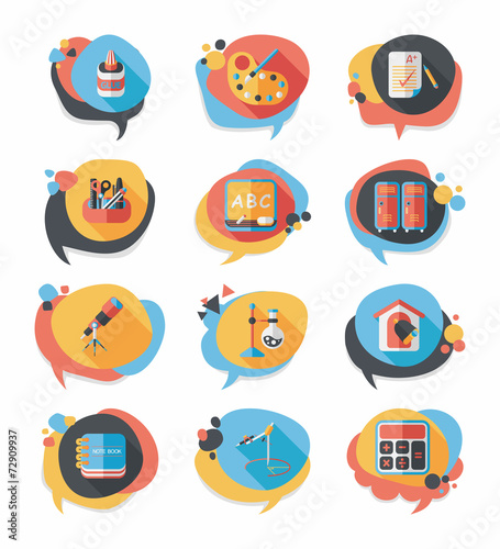 School bubble speech banner design flat background set, eps10