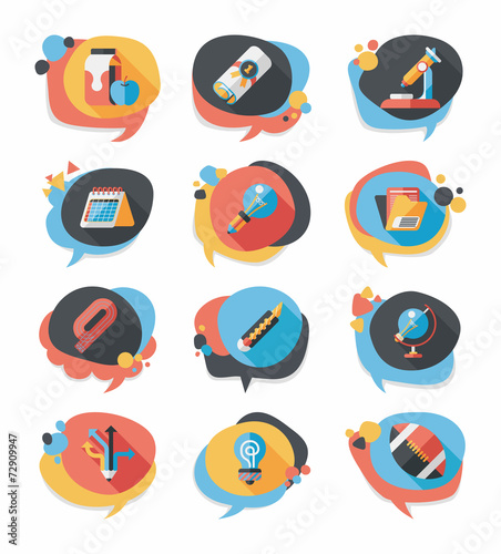 School bubble speech banner design flat background set, eps10