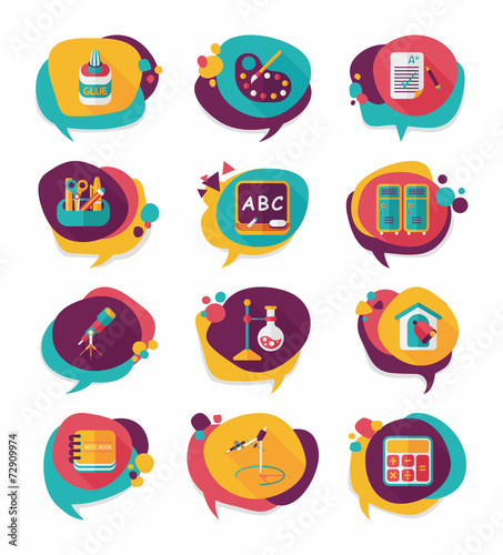 School bubble speech banner design flat background set, eps10
