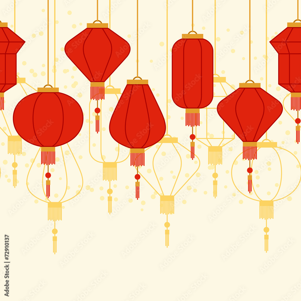 Chinese New Year seamless pattern with lanterns. Chinese New Year seamless pattern with lanterns.