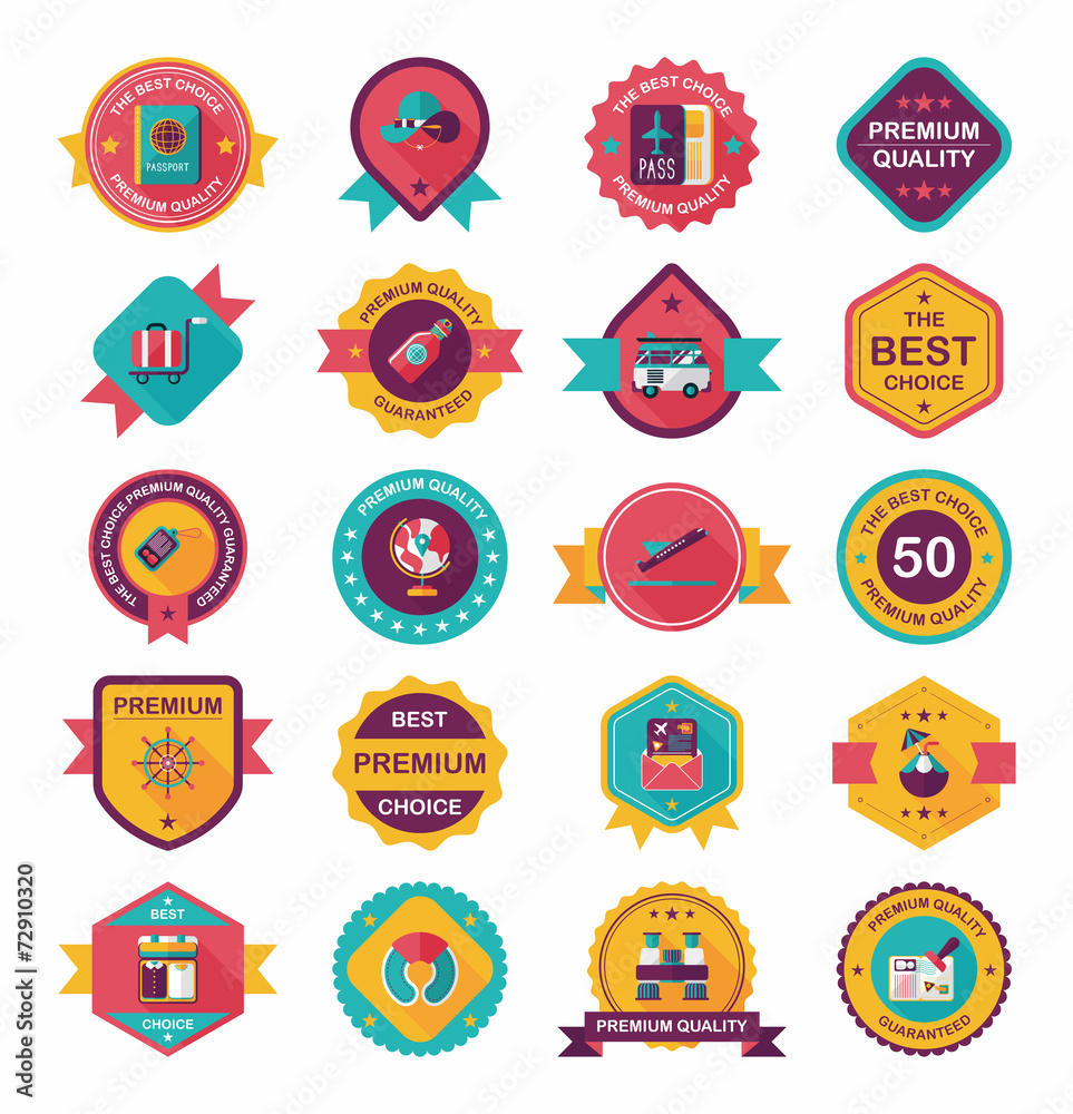 Travel badge banner design flat background set, eps10 Travel badge banner design flat background set, eps10