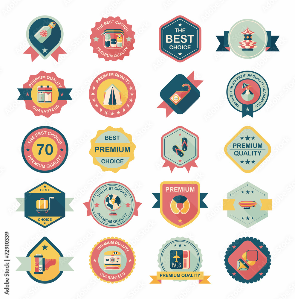 Travel badge banner design flat background set, eps10 Travel badge banner design flat background set, eps10