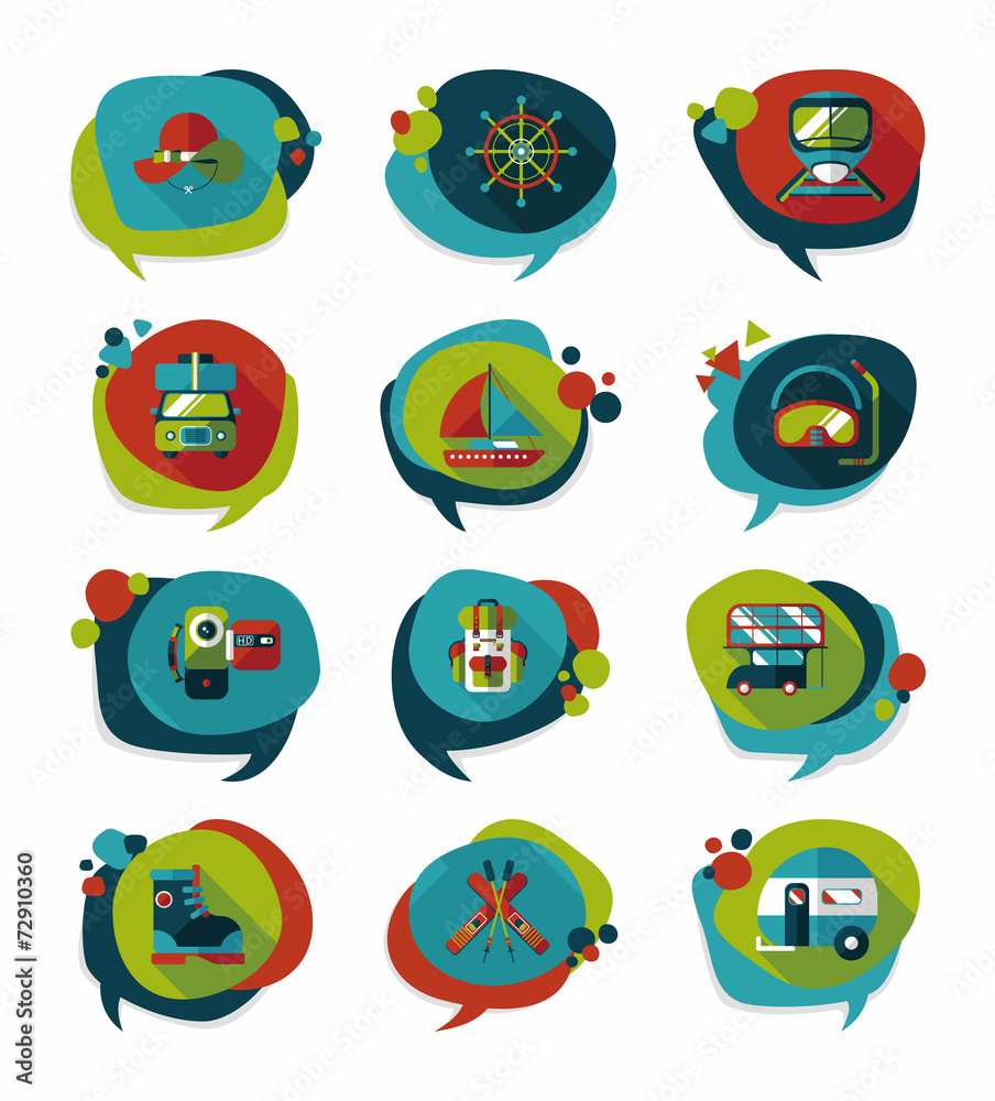 Travel bubble speech banner design flat background set, eps10 Travel bubble speech banner design flat background set, eps10