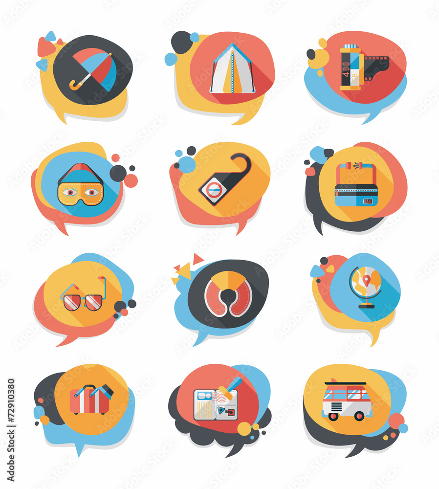 Travel bubble speech banner design flat background set, eps10 Travel bubble speech banner design flat background set, eps10
