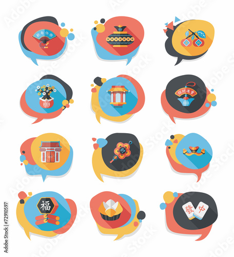 Chinese New Year bubble speech flat banner design flat backgroun