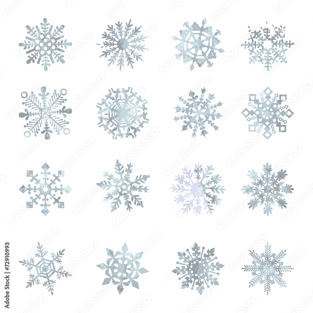 Naklejka premium Watercolor snowflakes, VECTOR, star, symbol, graphic,