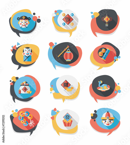 Chinese New Year bubble speech flat banner design flat backgroun