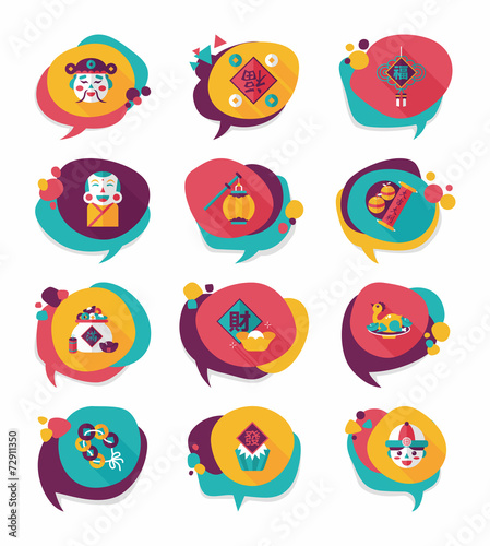 Chinese New Year bubble speech flat banner design flat backgroun