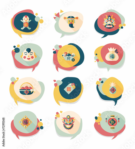Chinese New Year bubble speech flat banner design flat backgroun