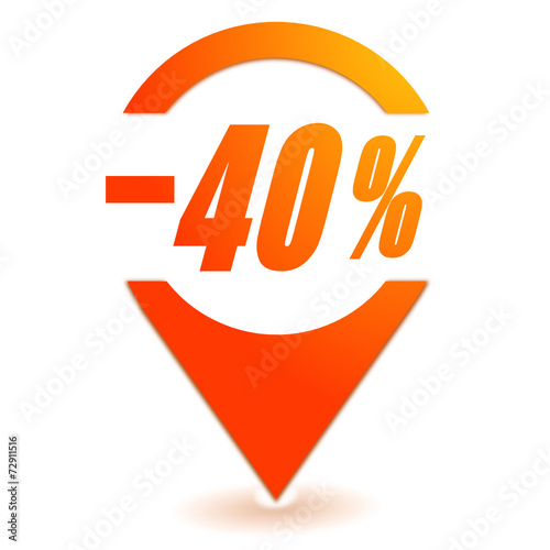 moins quarante pour cent sur symbole localisation orange