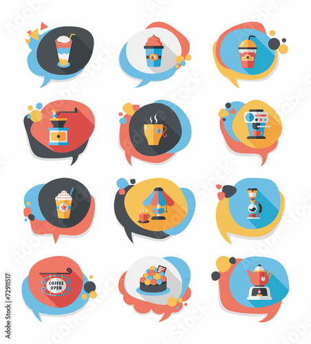 Coffee bubble speech flat banner design flat background set, eps