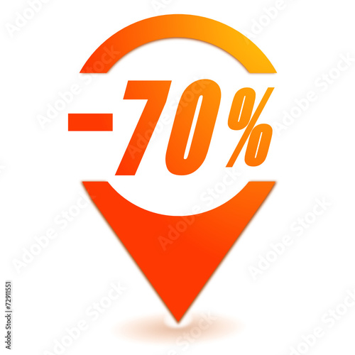 moins soixante dix pour cent sur symbole localisation orange
