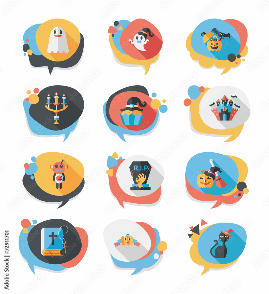 Halloween bubble speech banner design flat background set, eps10 Halloween bubble speech banner design flat background set, eps10