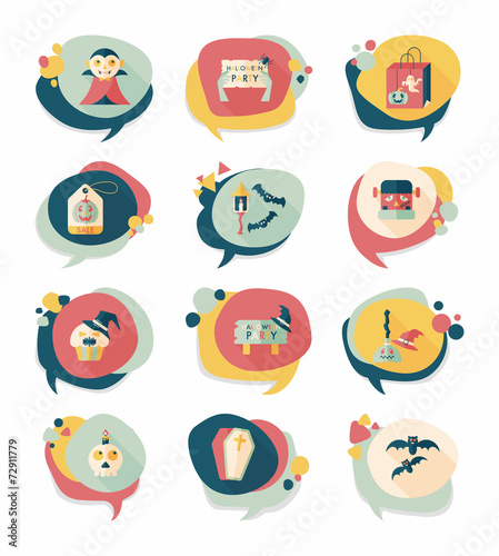 Halloween bubble speech banner design flat background set, eps10