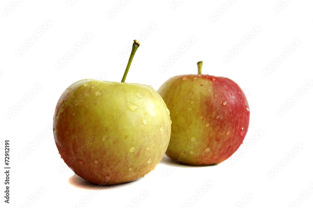 Fresh two apples with water droplets. Fresh two apples with water droplets.
