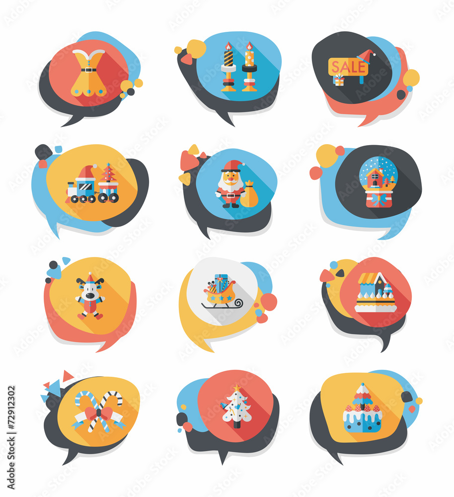 Christmas bubble speech banner design flat background set, eps10 Christmas bubble speech banner design flat background set, eps10