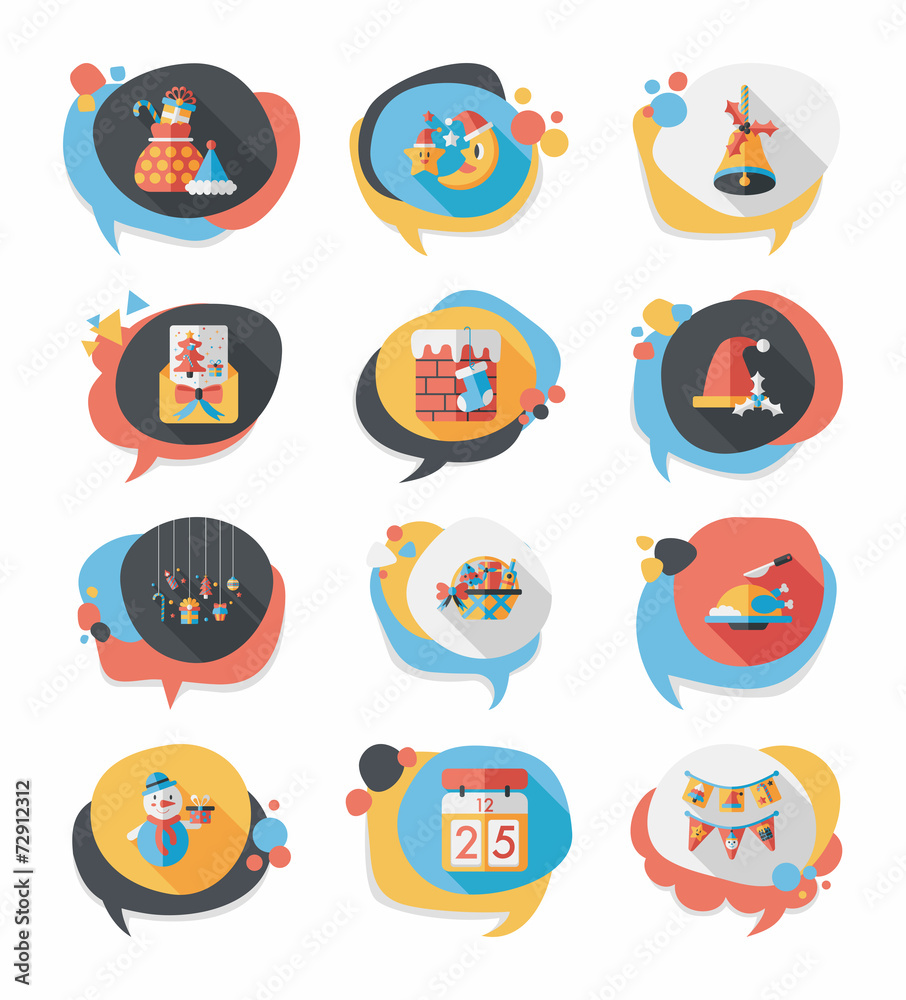 Christmas bubble speech banner design flat background set, eps10 Christmas bubble speech banner design flat background set, eps10