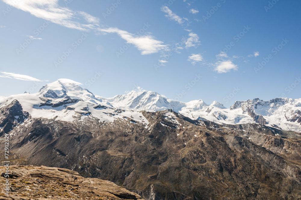 Zermatt, Bergdorf, Dufourspitze, Alpen, Wallis, Sommer, Schweiz