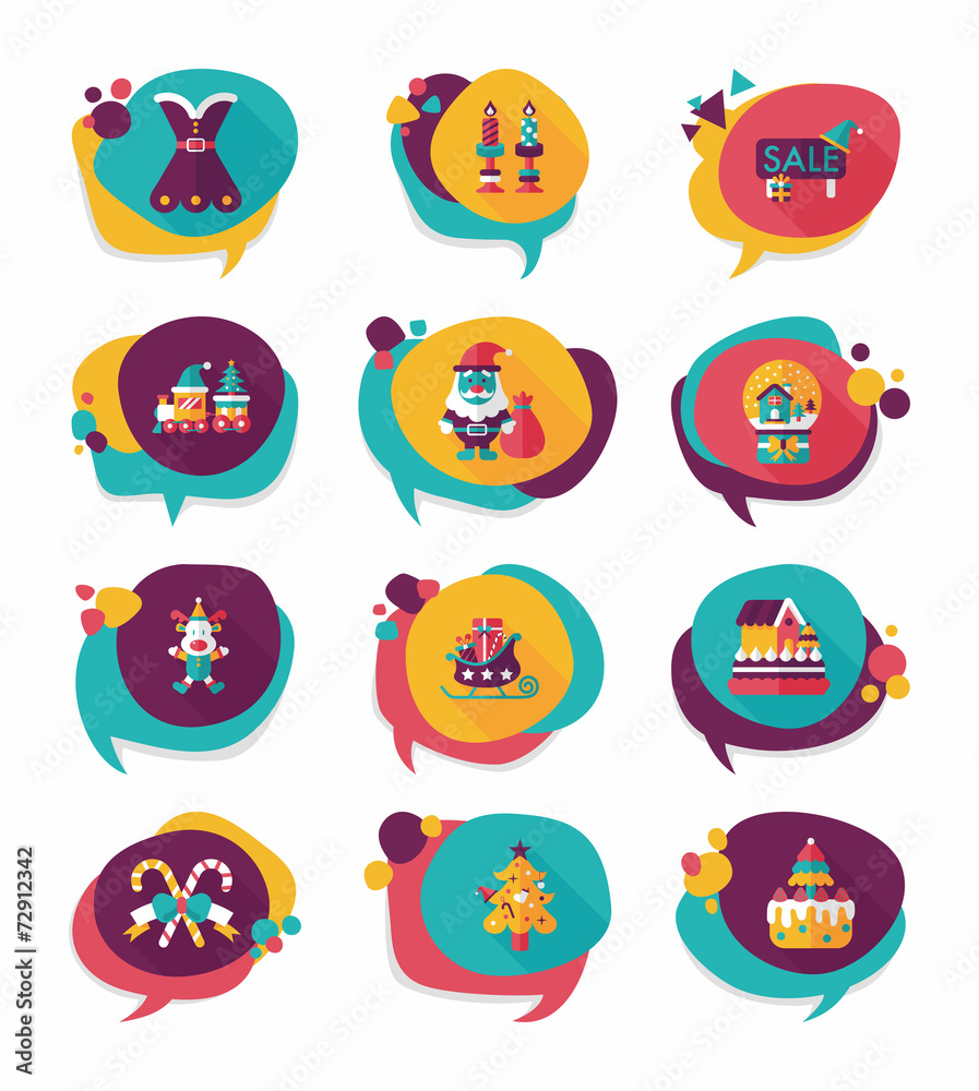 Christmas bubble speech banner design flat background set, eps10 Christmas bubble speech banner design flat background set, eps10