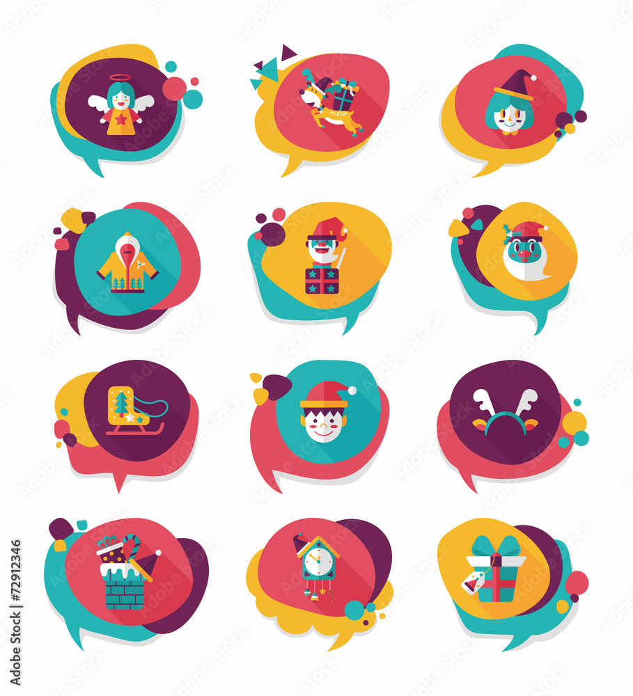Christmas bubble speech banner design flat background set, eps10 Christmas bubble speech banner design flat background set, eps10