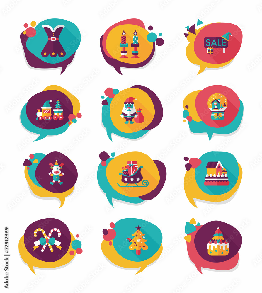 Christmas bubble speech banner design flat background set, eps10 Christmas bubble speech banner design flat background set, eps10