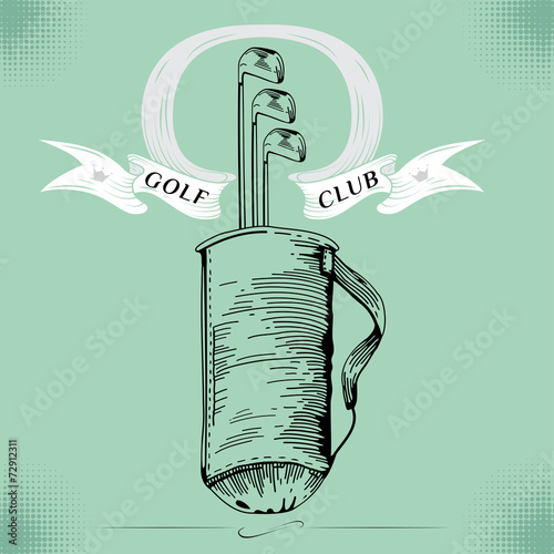 Golf. Vintage golf bag.Vector Golfing Champion Labels and Icons.