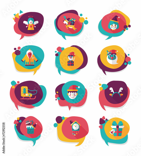 Christmas bubble speech banner design flat background set, eps10