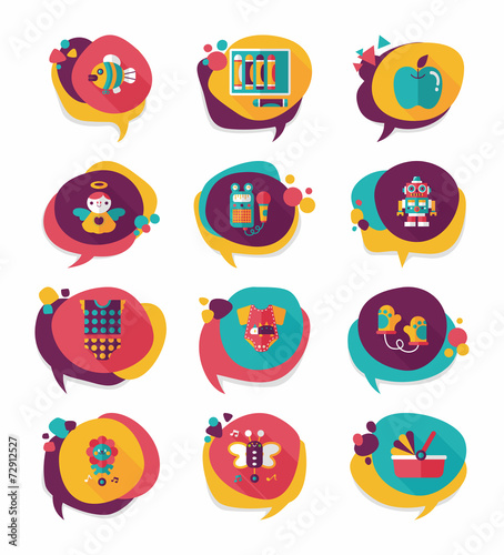 baby bubble speech banner design flat background set, eps10