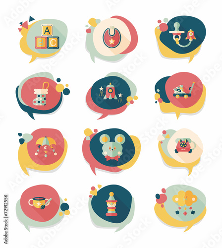 baby bubble speech banner design flat background set, eps10