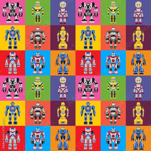 Seamless square robots pattern