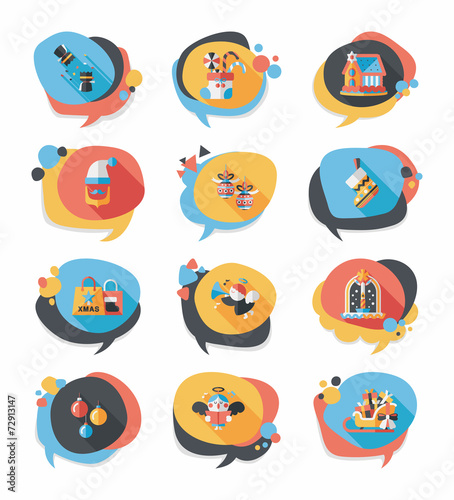 Christmas bubble speech banner design flat background set, eps10